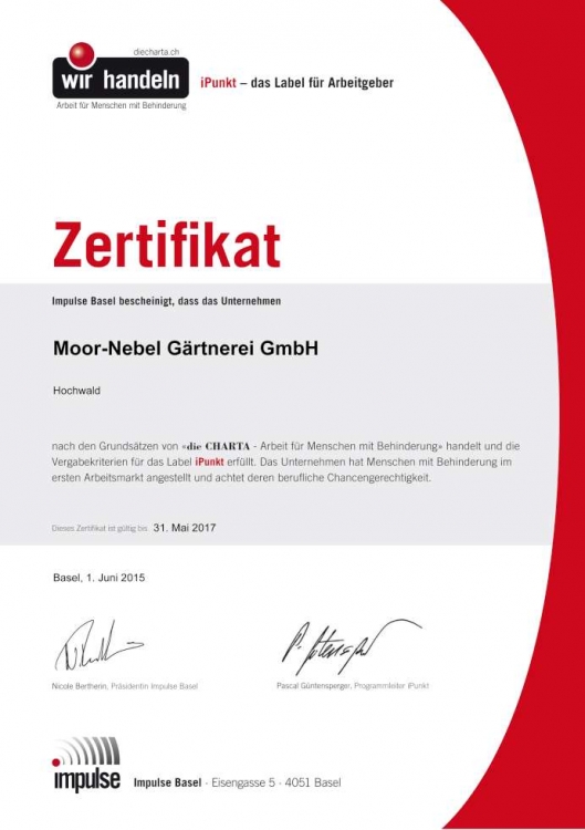 Moor-Nebel Gärtnerei GmbH Sozial Raum Basel